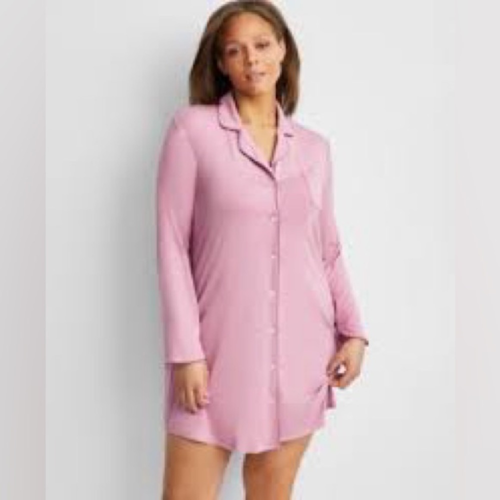 State of Day Women Notch Collar Sleepshirt, Mauve Orchid.